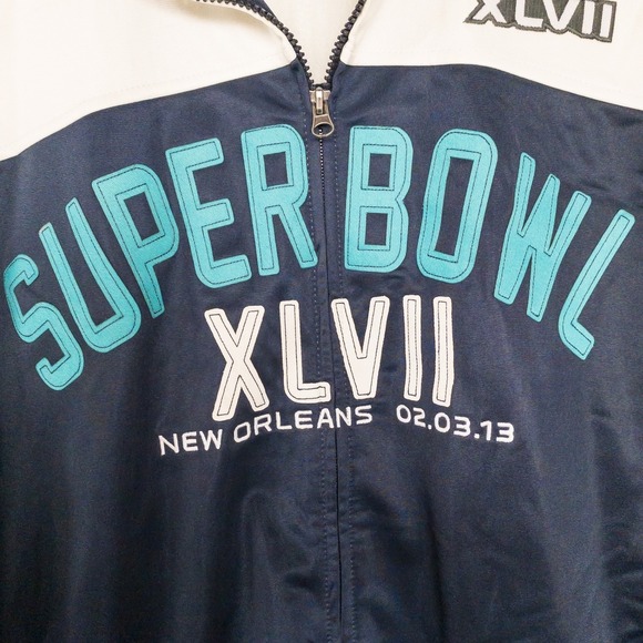 NFL Super Bowl XLVII Track Jacket Mens XL New Orleans Football Coat - Picture 9 of 16